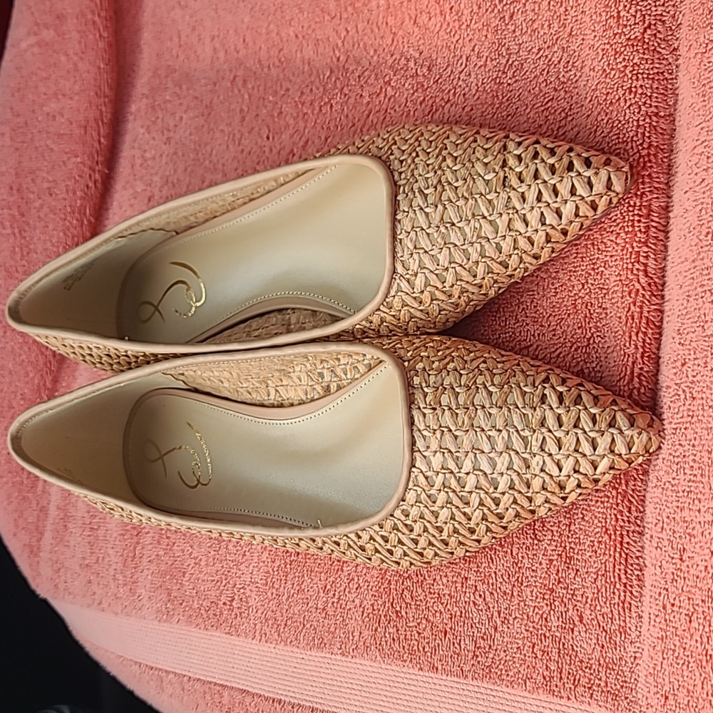 Sam Edelman Wanda Tan Raffia Pointed Toe Flat